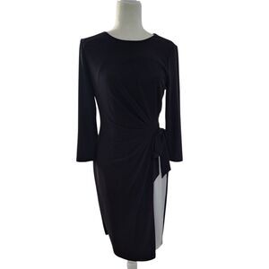Lauren Ralph Lauren Women's Sz 10 Sheath Dress Long Sleeve Black White Office